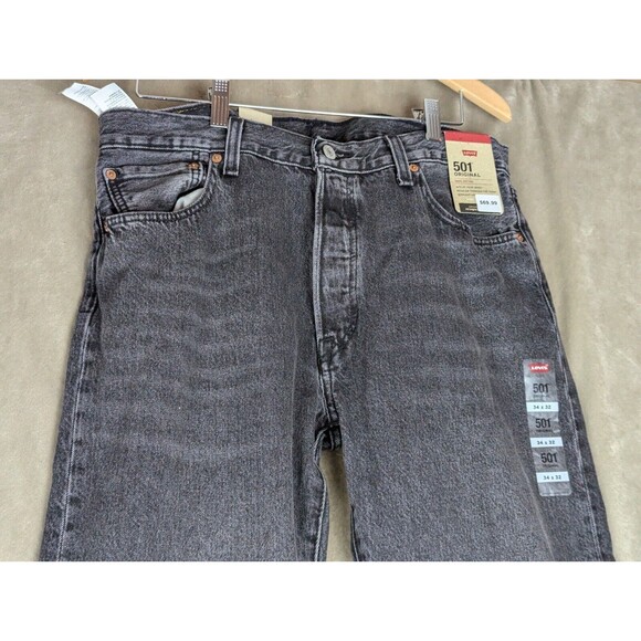Levis 501 Original Fit Jeans Straight Leg Button Fly 100% Cotton Black SZ 34/32 - Picture 2 of 10